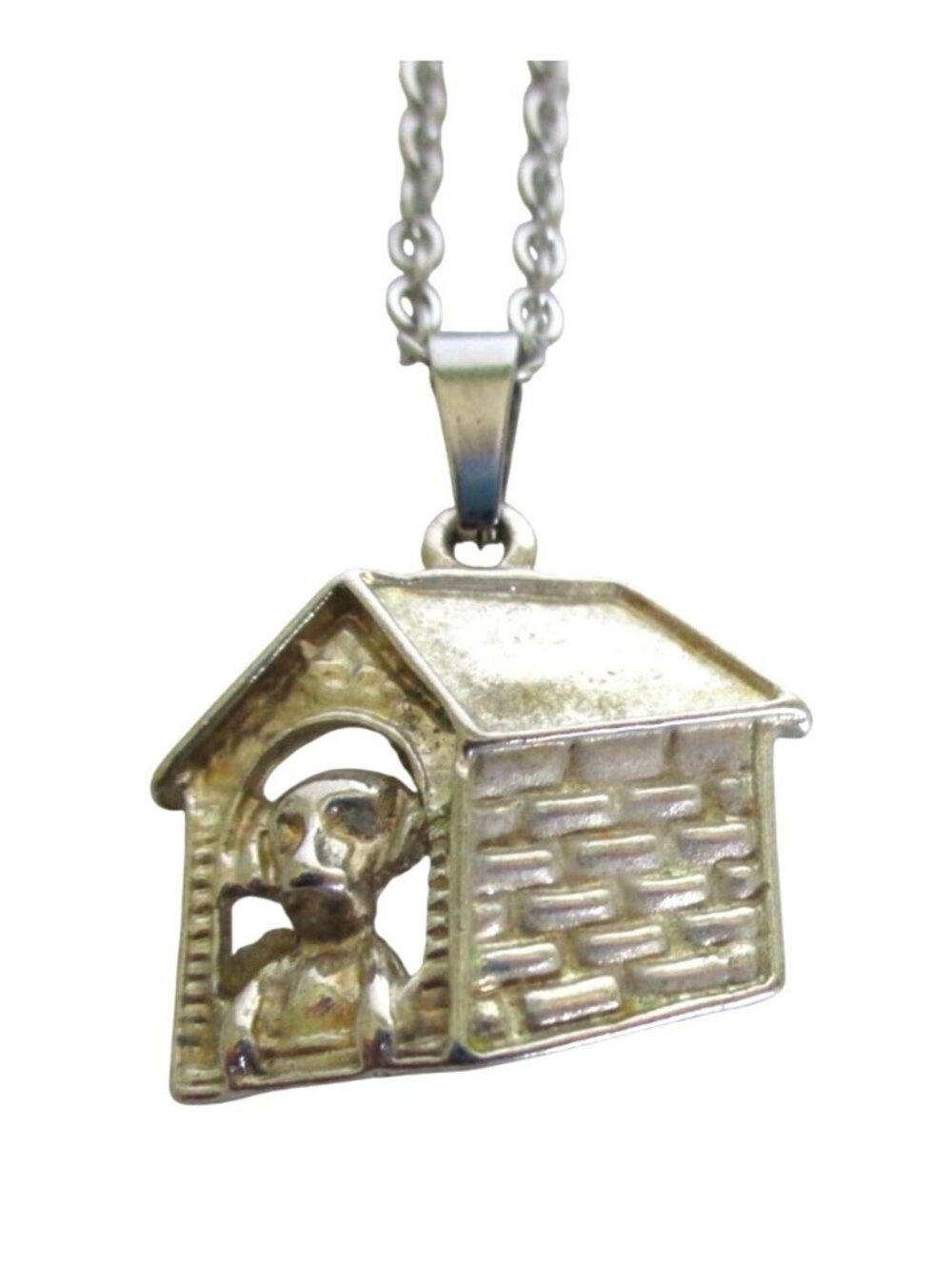 Doghouse Pendant Necklace With 20" Stainless Chain 3D Design Unique Jewelry Gift